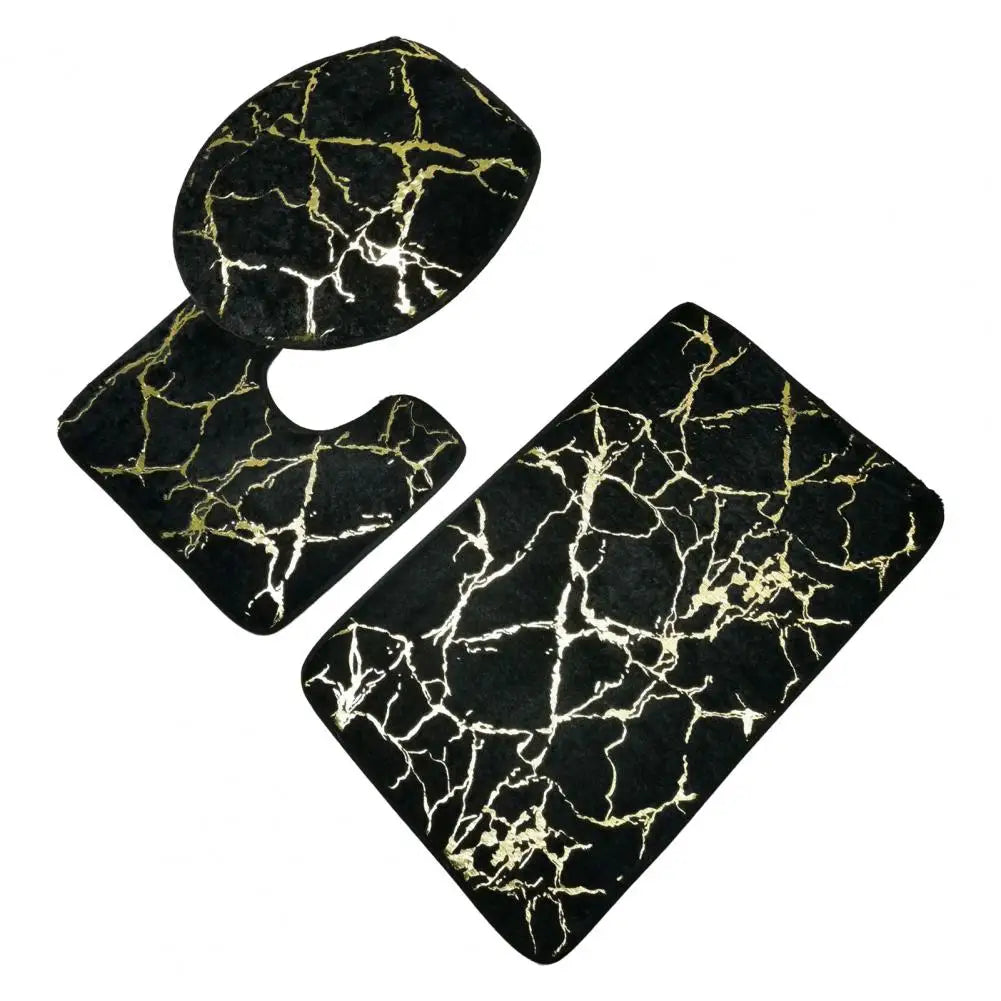 MarbreÉlégant | Set de Tapis de Toilette à Rayures