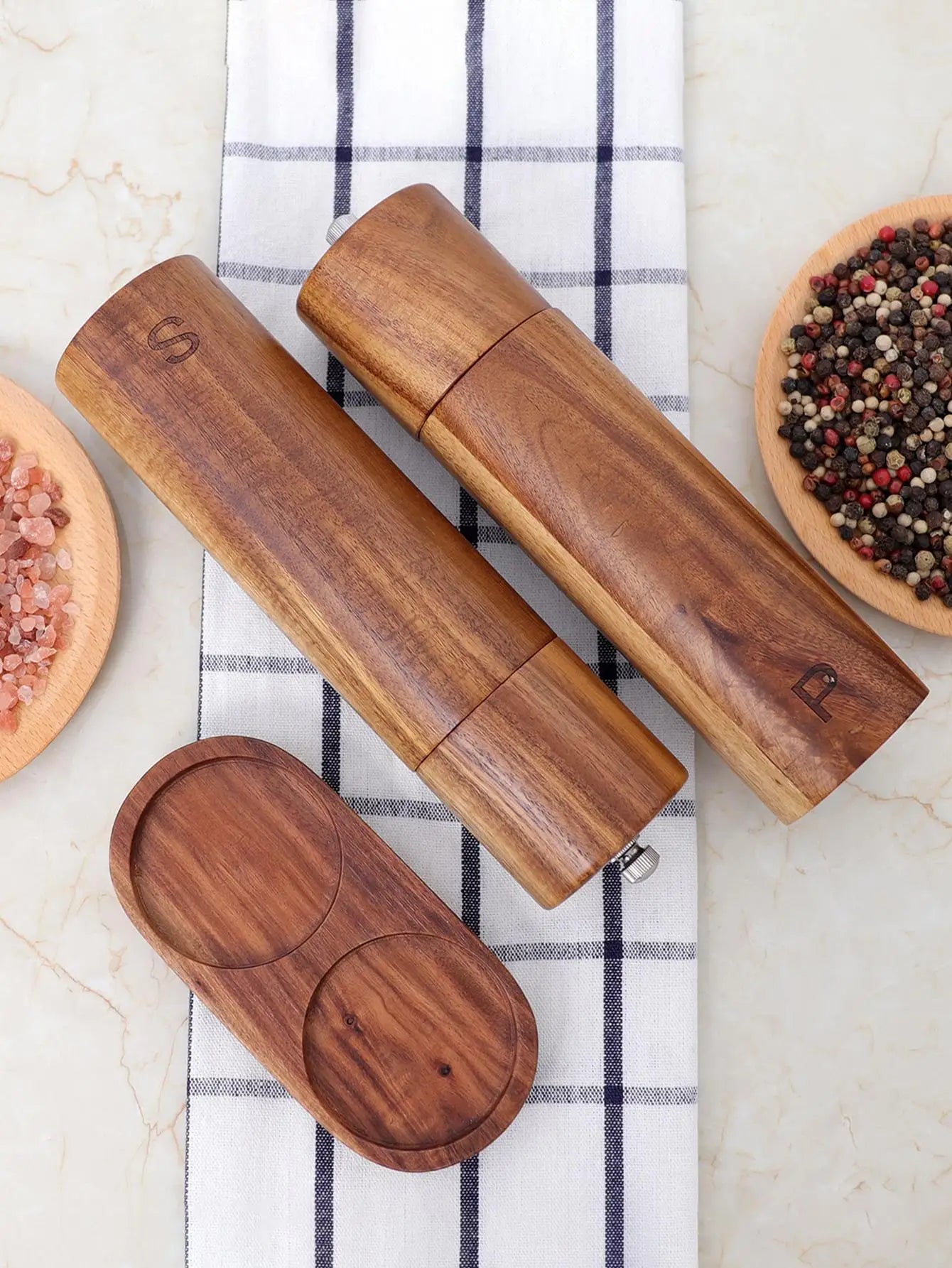 MoulinChic | Moulins à Sel et Poivre en Bois Élégants avec Plateau