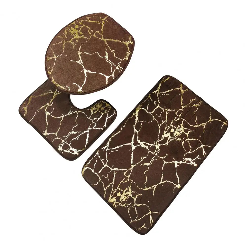 MarbreÉlégant | Set de Tapis de Toilette à Rayures