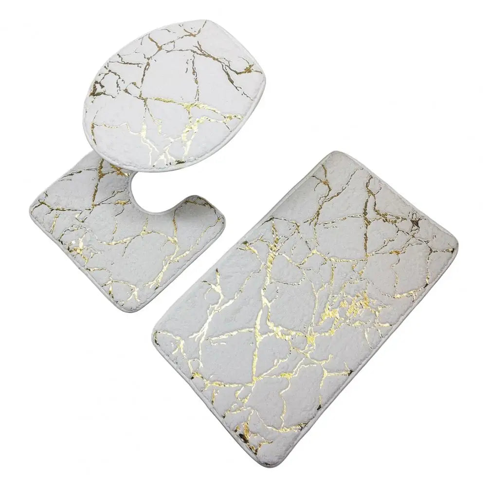 MarbreÉlégant | Set de Tapis de Toilette à Rayures