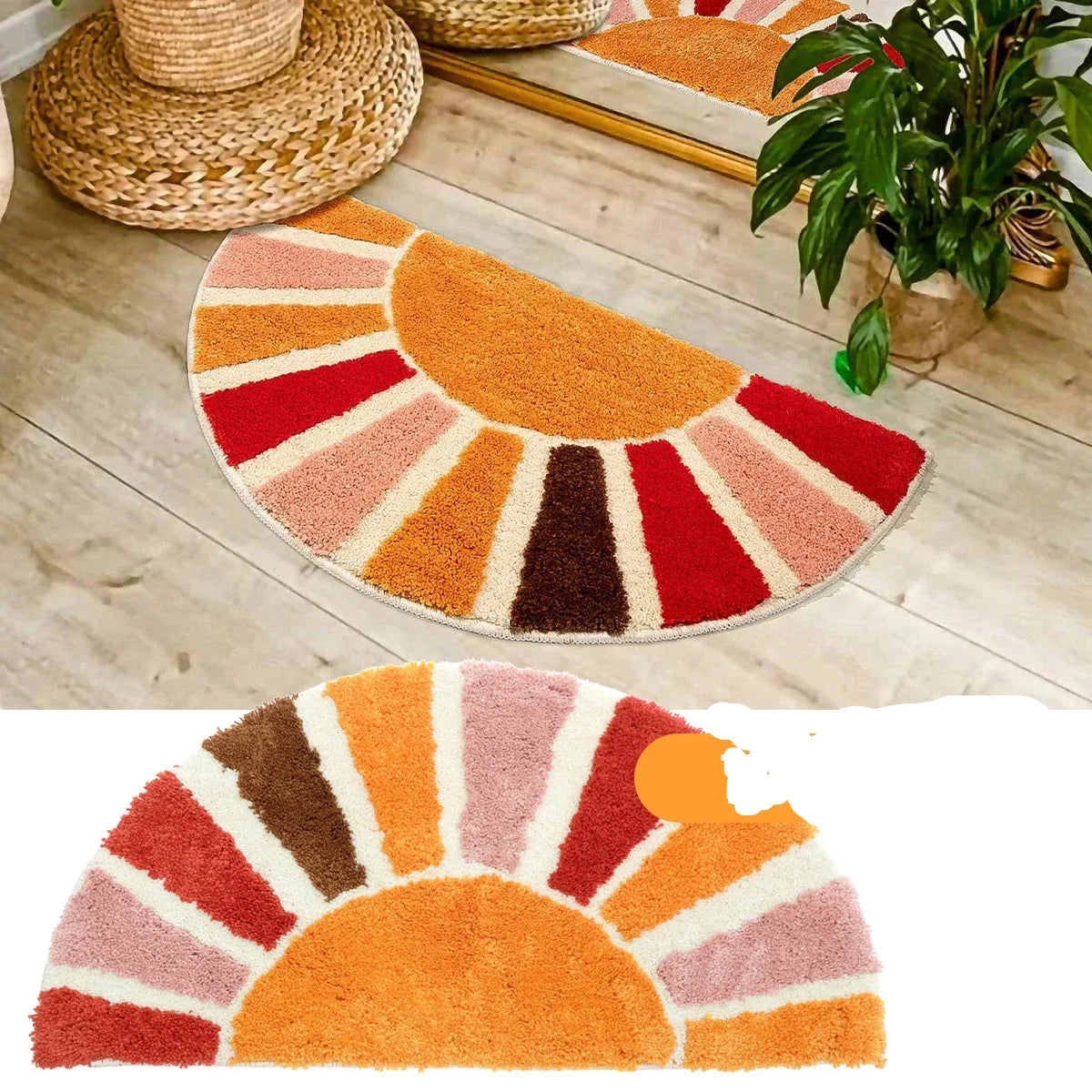 LueurSoleil | Tapis de Porte Solaire en Forme Arrondie