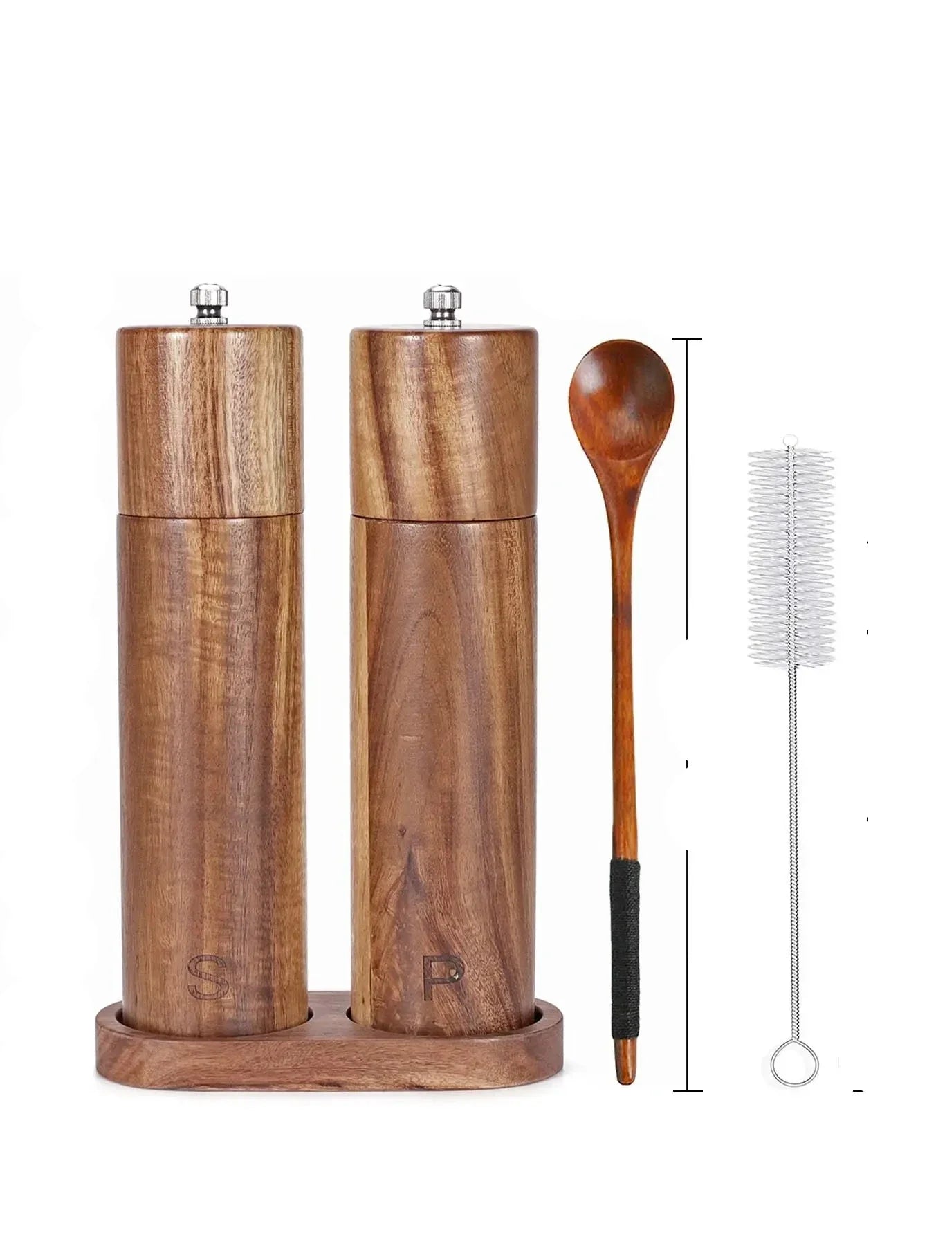 MoulinChic | Moulins à Sel et Poivre en Bois Élégants avec Plateau