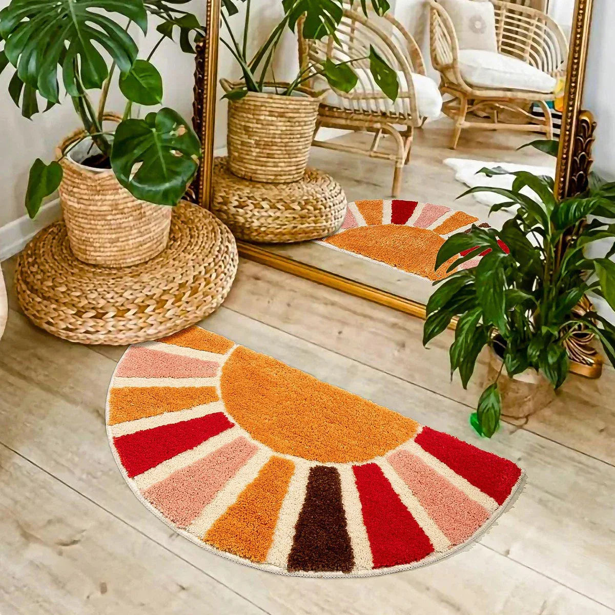 LueurSoleil | Tapis de Porte Solaire en Forme Arrondie