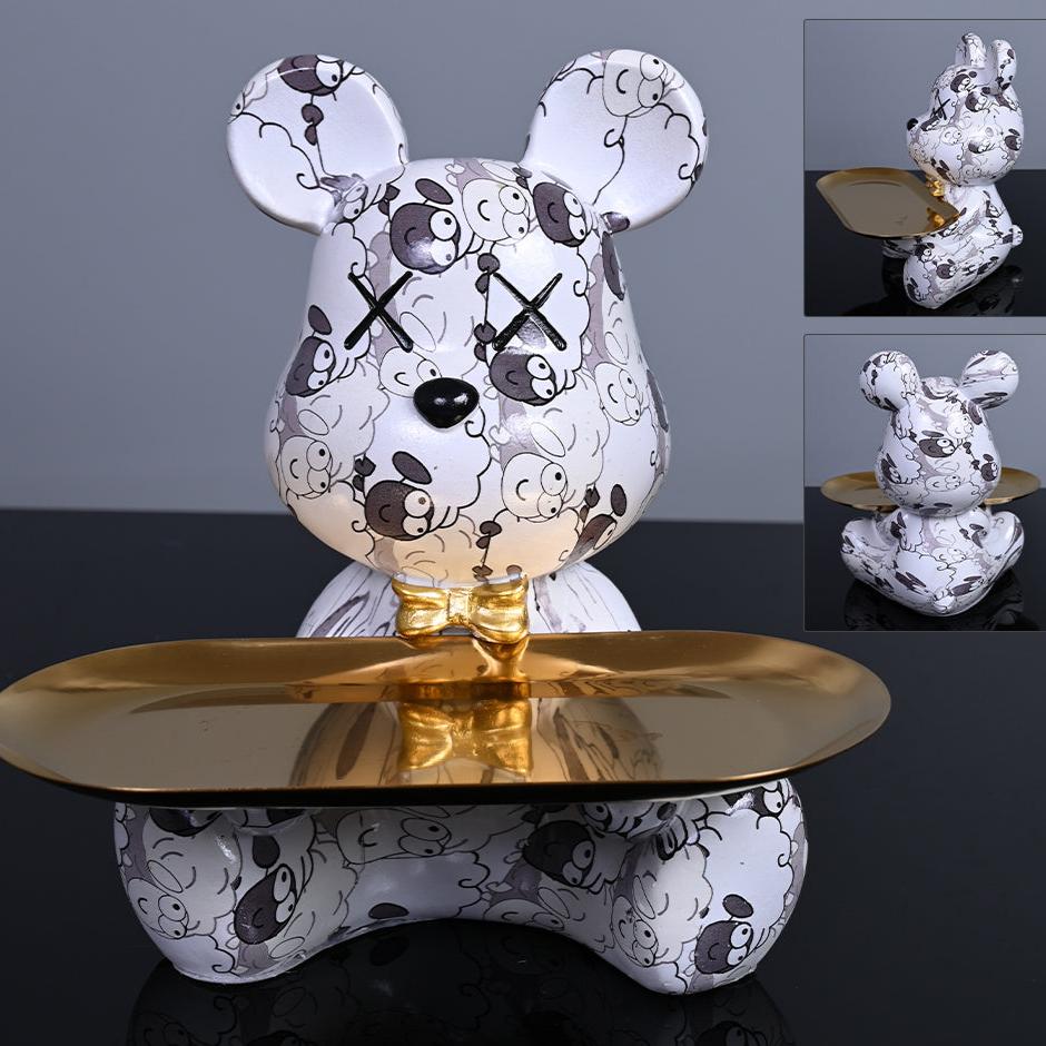 ArtBear | Sculpture en Résine avec Plateau Décoratif