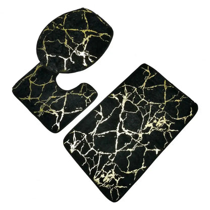 MarbreÉlégant | Set de Tapis de Toilette à Rayures