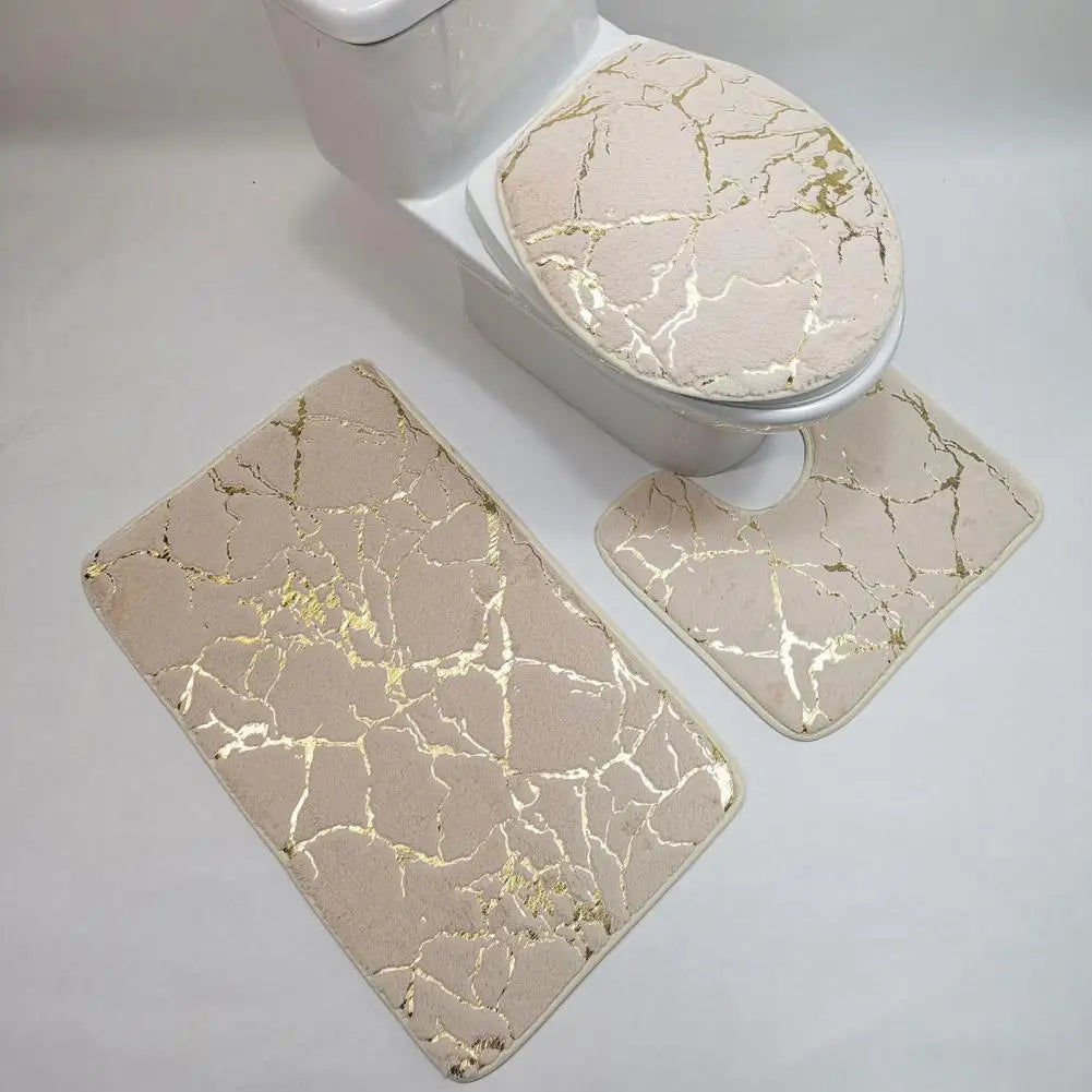 MarbreÉlégant | Set de Tapis de Toilette à Rayures