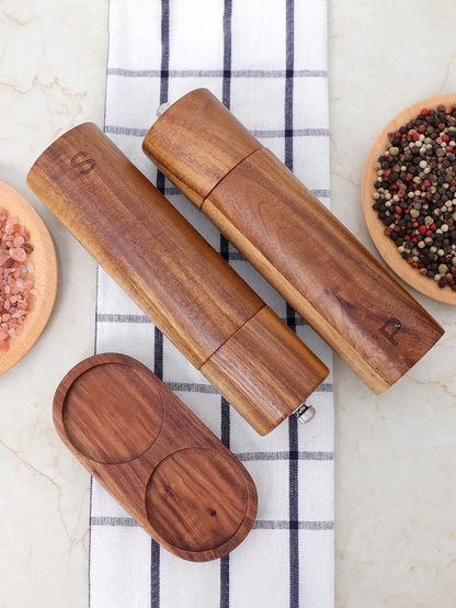 MoulinChic | Moulins à Sel et Poivre en Bois Élégants avec Plateau