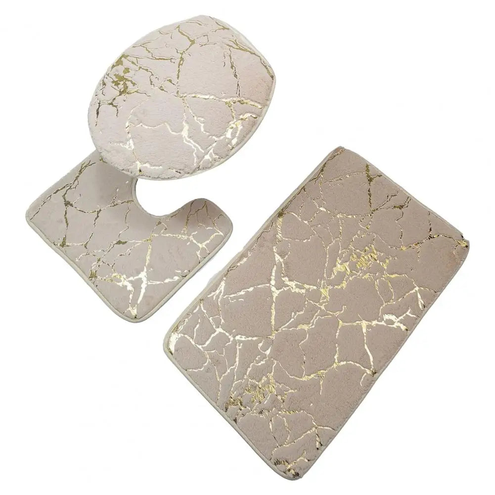 MarbreÉlégant | Set de Tapis de Toilette à Rayures