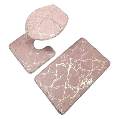 MarbreÉlégant | Set de Tapis de Toilette à Rayures