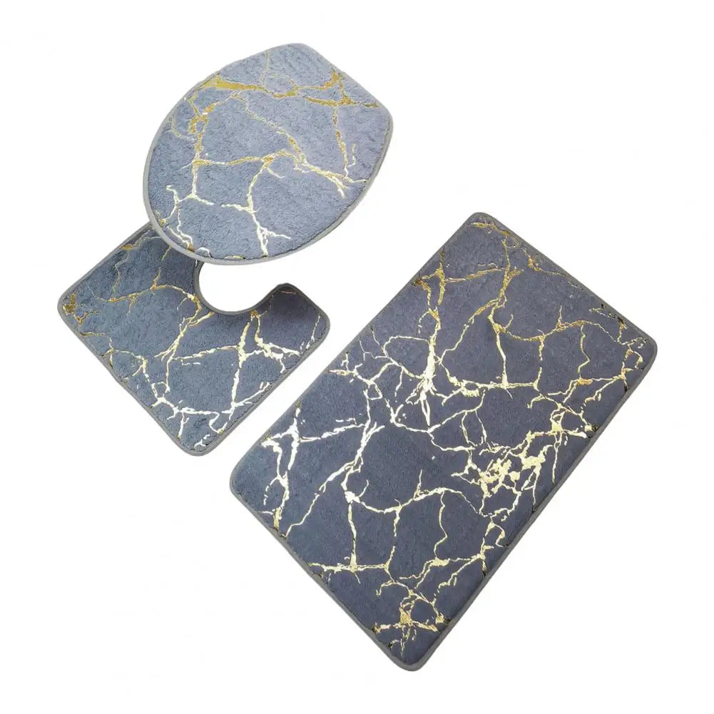 MarbreÉlégant | Set de Tapis de Toilette à Rayures