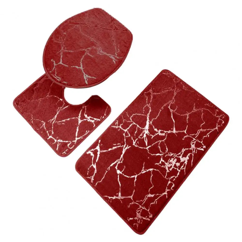 MarbreÉlégant | Set de Tapis de Toilette à Rayures