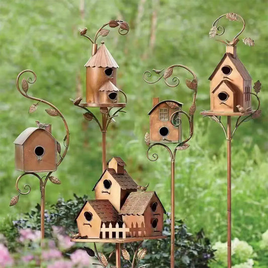 PlumeLuxe | Maison pour Oiseaux avec Poteau pour Jardin