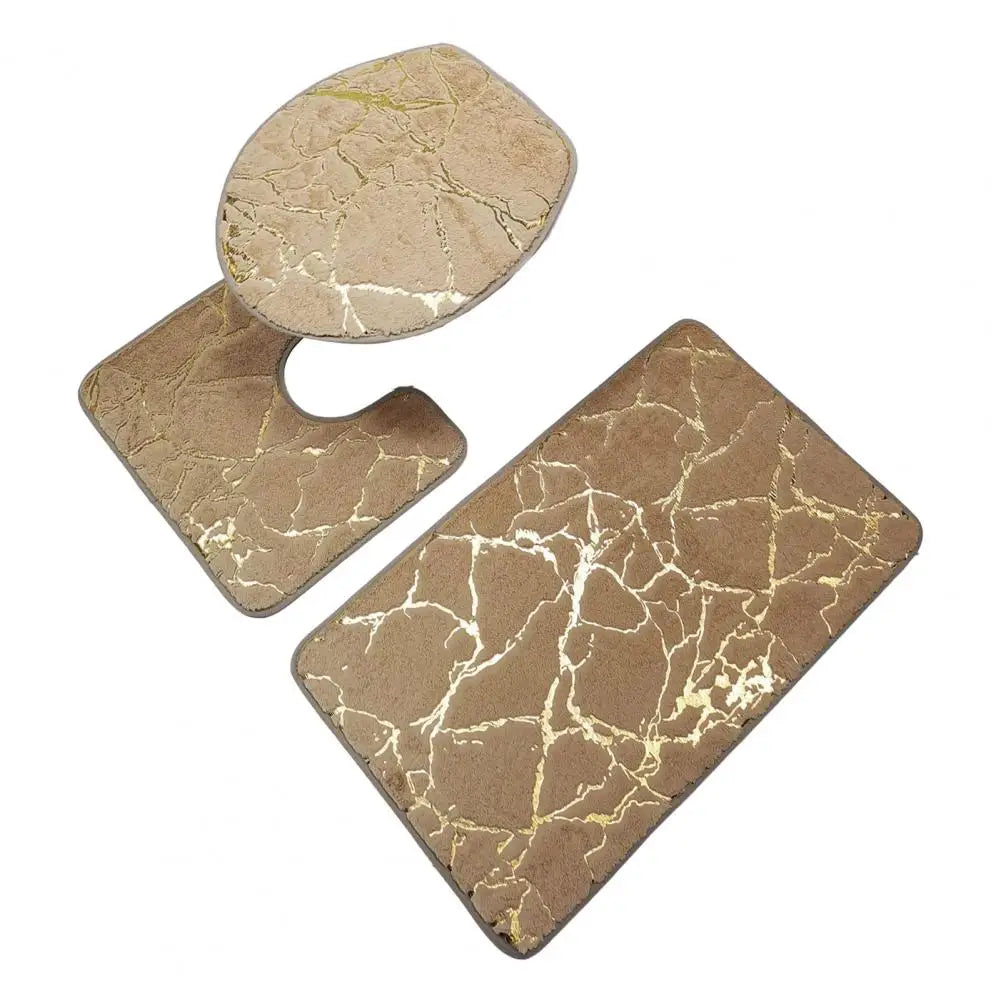 MarbreÉlégant | Set de Tapis de Toilette à Rayures