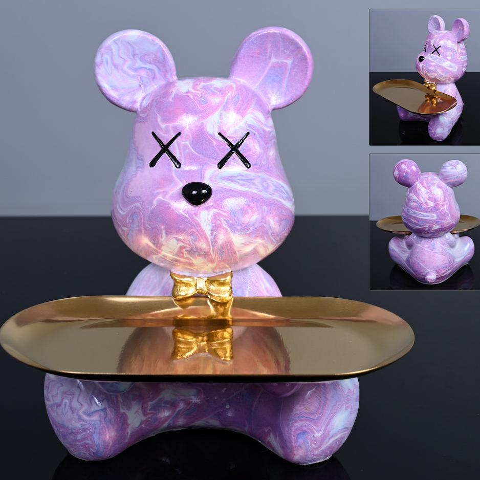 ArtBear | Sculpture en Résine avec Plateau Décoratif