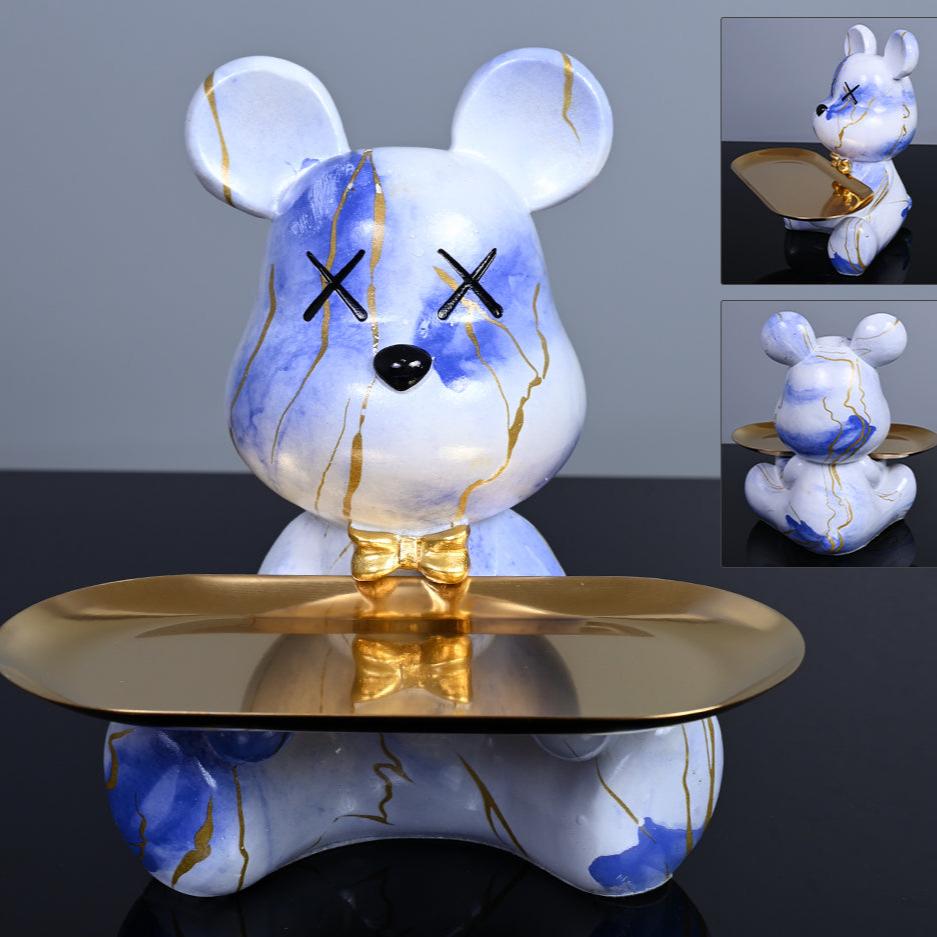 ArtBear | Sculpture en Résine avec Plateau Décoratif