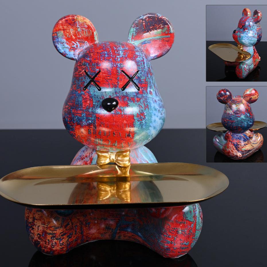 ArtBear | Sculpture en Résine avec Plateau Décoratif
