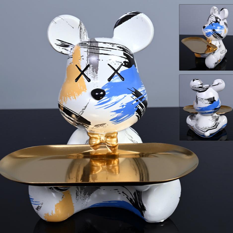 ArtBear | Sculpture en Résine avec Plateau Décoratif