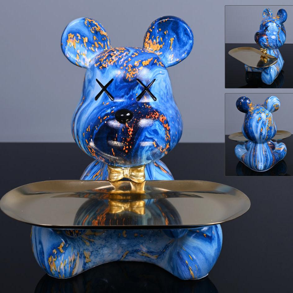 ArtBear | Sculpture en Résine avec Plateau Décoratif
