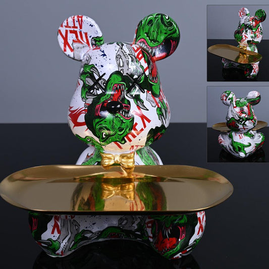 ArtBear | Sculpture en Résine avec Plateau Décoratif